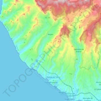 Topografische Karte Mogán, Höhe, Relief