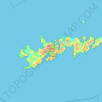 Topografische Karte Isla de los Estados, Höhe, Relief