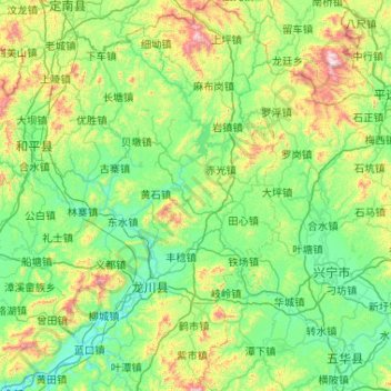 Topografische Karte Longchuan, Höhe, Relief