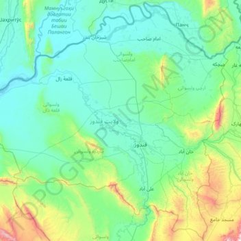 Topografische Karte Kunduz, Höhe, Relief