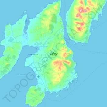Topografische Karte Islay, Höhe, Relief