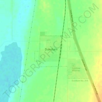 Topografische Karte Dundurn, Höhe, Relief