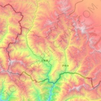 Topografische Karte Kyirong Township, Höhe, Relief