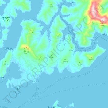 Topografische Karte Nonoc Island, Höhe, Relief