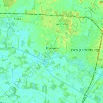 Topografische Karte Dorfgemeinschaft Ahausen, Höhe, Relief