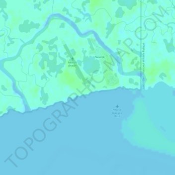 Topografische Karte Newtok, Höhe, Relief