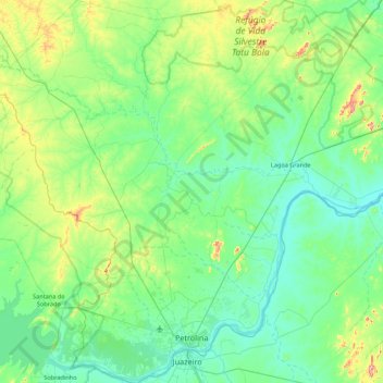 Topografische Karte Petrolina, Höhe, Relief