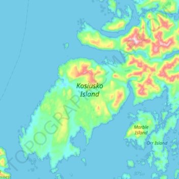 Topografische Karte Kosciusko Island, Höhe, Relief