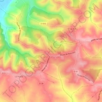 Topografische Karte Castéra-Vignoles, Höhe, Relief