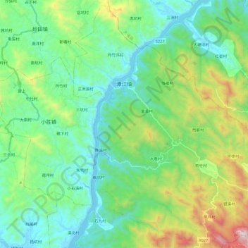 Topografische Karte 潭江镇, Höhe, Relief