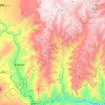 Topografische Karte Patate, Höhe, Relief