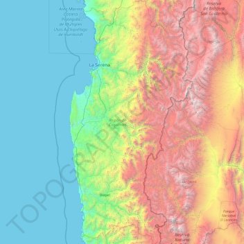 Topografische Karte Región de Coquimbo, Höhe, Relief