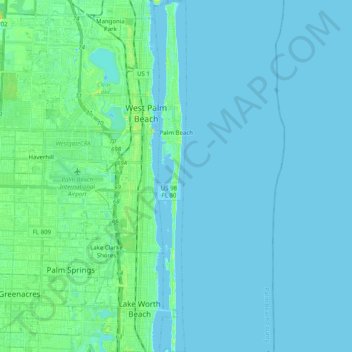 Topografische Karte Palm Beach, Höhe, Relief