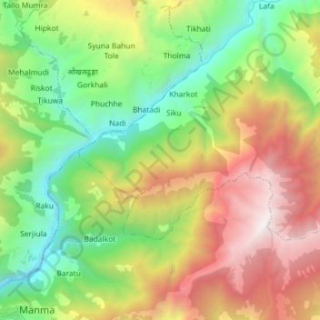 Topografische Karte Badalkot, Höhe, Relief