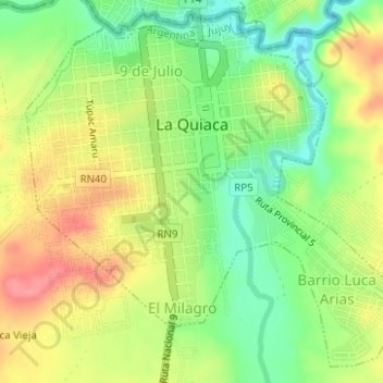 Topografische Karte La Quiaca, Höhe, Relief