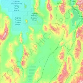 Topografische Karte Juab County, Höhe, Relief