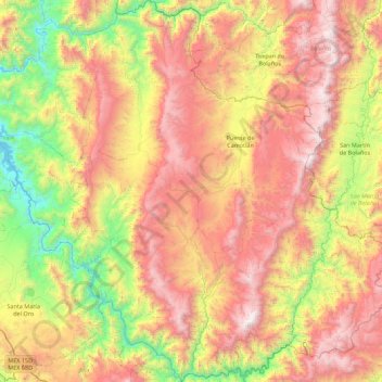 Topografische Karte La Yesca, Höhe, Relief