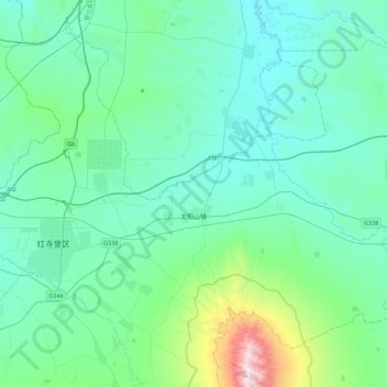 Topografische Karte 太阳山镇, Höhe, Relief
