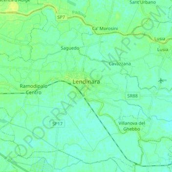 Topografische Karte Lendinara, Höhe, Relief