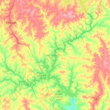 Topografische Karte Lake Sinclair, Höhe, Relief