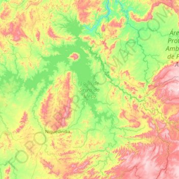 Topografische Karte Lago de Serra da Mesa, Höhe, Relief