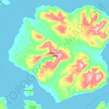 Topografische Karte Zarembo Island, Höhe, Relief