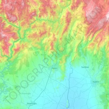 Topografische Karte Kozan, Höhe, Relief