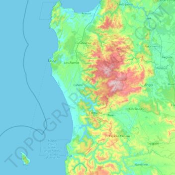 Topografische Karte Provincia de Arauco, Höhe, Relief