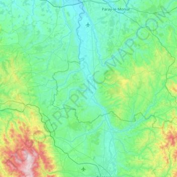 Topografische Karte Canal de Roanne à Digoin, Höhe, Relief