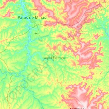 Topografische Karte Lagoa Formosa, Höhe, Relief