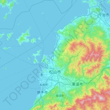 Topografische Karte Matsuyama, Höhe, Relief
