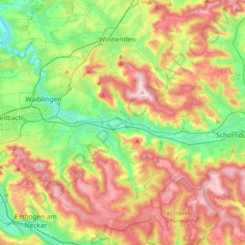 Topografische Karte Rems, Höhe, Relief