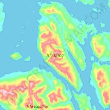 Topografische Karte Isla Dring, Höhe, Relief