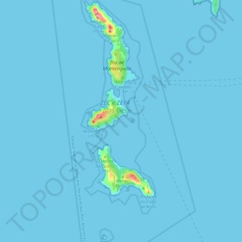 Topografische Karte Islas Cíes, Höhe, Relief