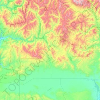 Topografische Karte Camas County, Höhe, Relief