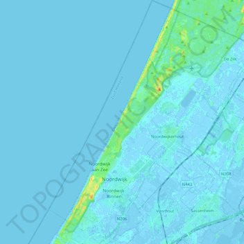 Topografische Karte Noordwijk, Höhe, Relief