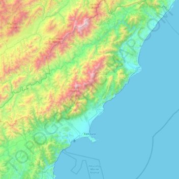 Topografische Karte Kaikōura District, Höhe, Relief