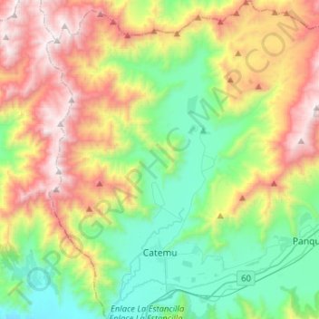Topografische Karte Catemu, Höhe, Relief
