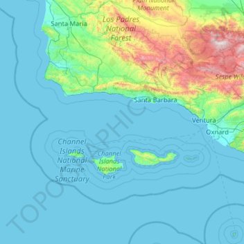 Topografische Karte Santa Barbara, Höhe, Relief