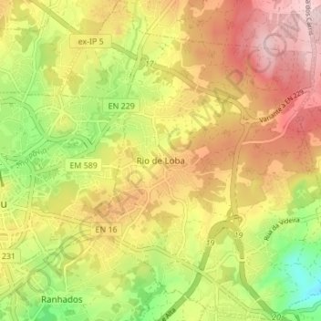 Topografische Karte Rio de Loba, Höhe, Relief