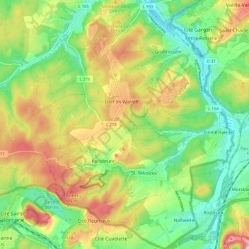 Topografische Karte 66352, Höhe, Relief