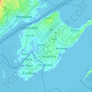 Topografische Karte Lapu-Lapu, Höhe, Relief