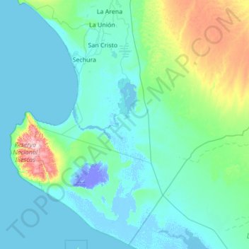 Topografische Karte Provincia de Sechura, Höhe, Relief