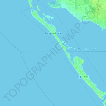 Topografische Karte Longboat Key, Höhe, Relief