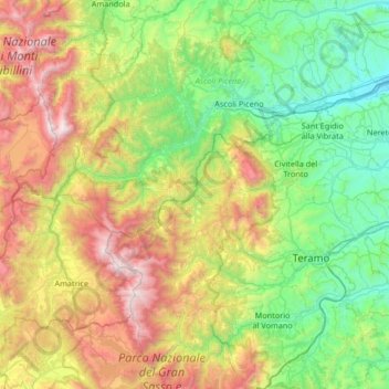 Topografische Karte Tronto, Höhe, Relief