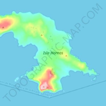 Topografische Karte Isla Hornos, Höhe, Relief