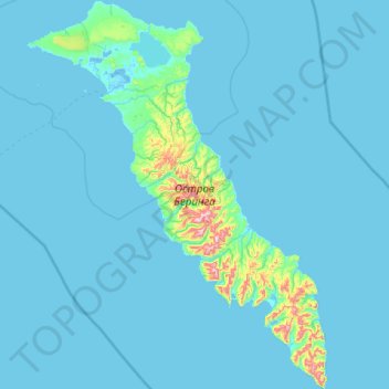 Topografische Karte Île Béring, Höhe, Relief