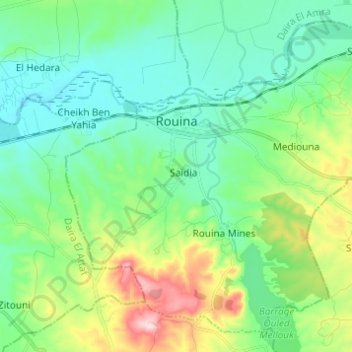Topografische Karte Rouina, Höhe, Relief