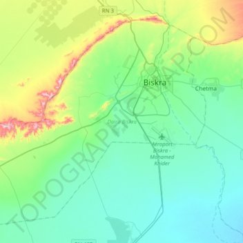 Topografische Karte Daïra Biskra, Höhe, Relief