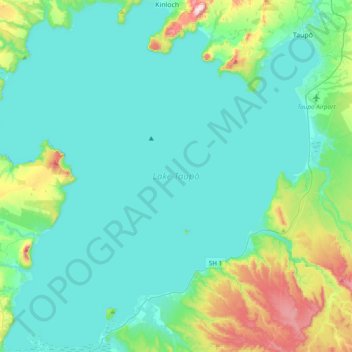 Topografische Karte Lake Taupo, Höhe, Relief